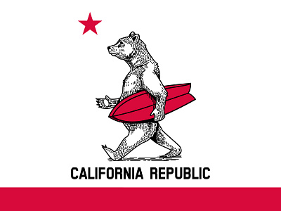 Bear bear california chomp illustration surfing