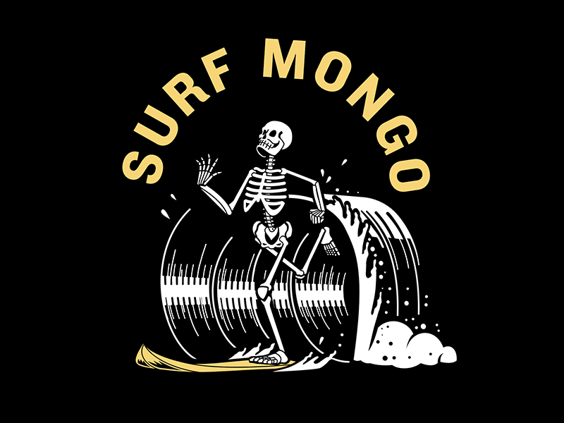 Surf Mongo chomp illustration process skate skateboarding skeleton surf surfing wave