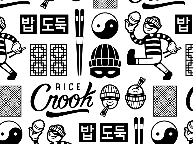 Rice Crook bowl branding burglar chopsticks food korea korean logo