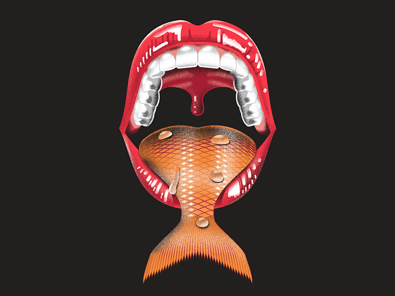 Airbrush Process air airbrush brush chomp fish illustration mouth paint photoshop teeth