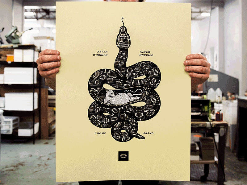 Never Worried Poster Series bunny chomp gator illustration poster print rabbit rooster screen snake vulture