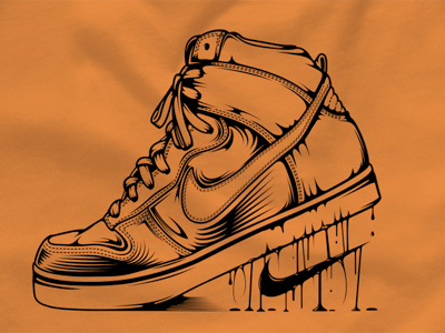 Shoo Goo apparel design dunk high illustration lace laces nike orange shoe shoes sneaker t shirt tee tees vector