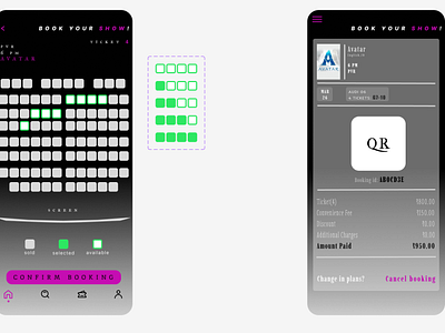 Booking seats and QR page (inspired).