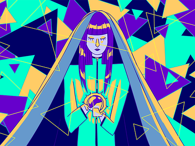 Neon Doodle #05: The Priestess doodle illustration neon priestess shapes triangle