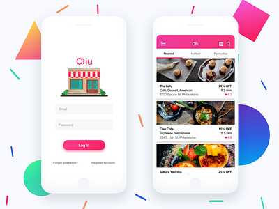 Restaurant App app clean colorful coupon discount gradient iphone mobile restaurant ui