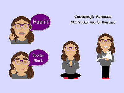 Customoji: Vanessa 1 cats customoji emoji imessage krista krebs krista.design mangopair stickers
