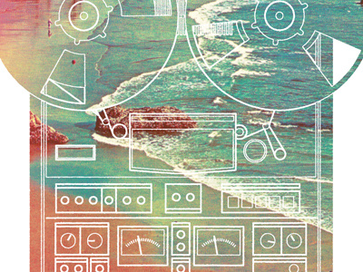 MAVS ACL 2014 audio beach cmyk nature ocean poster recorder reel screen print water waves