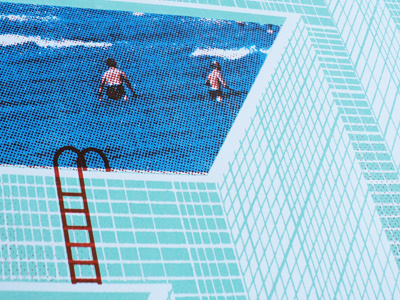 Andrew Bird / D.C. poster axonometric beach buildings city isometric ocean pool poster screen print swimming water waves