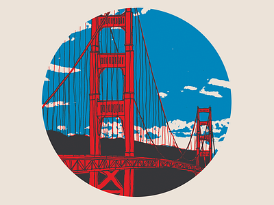 Golden Gate Bridge bridge california golden gate hand drawn illustration overprinting san francisco sky