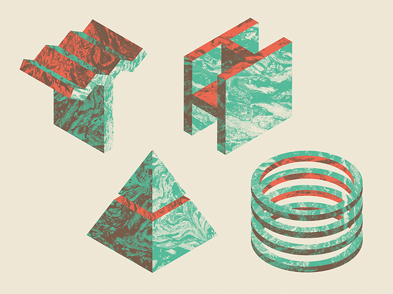 T&TGDSD geomteric typography illustration letters pyramid stone marble isometric lettering type