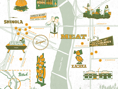Portland / Wildsam X Shinola drawing field guide icons illustration map oregon portland
