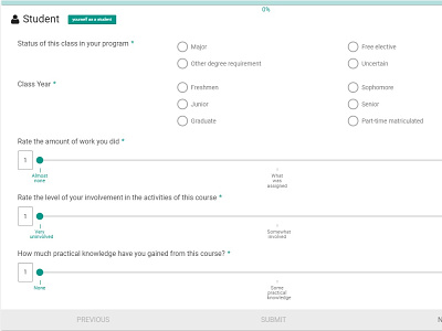 Teacher Evaluation Survey form