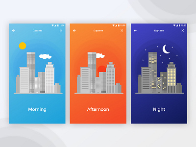 Daytime illustrations afternoon day daytime illustration mobile morning night screens