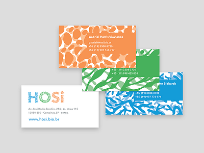 Business cards for HOSi biology branding colorful farming logo organic