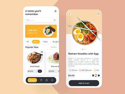 Food App Design android app food app design hero section illustration ios ios app design mobile app design ostad pixency ui uiux ux