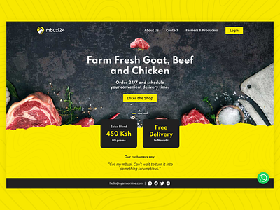 Mbuzi24 - Meat Shop Landing Page branding design illustration landing page logo minimal typography ui ux vector