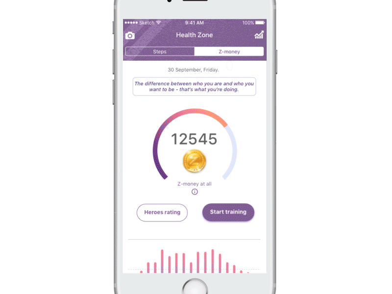 Health Zone animation app design health interface ios iphone mobile run sport ui ux