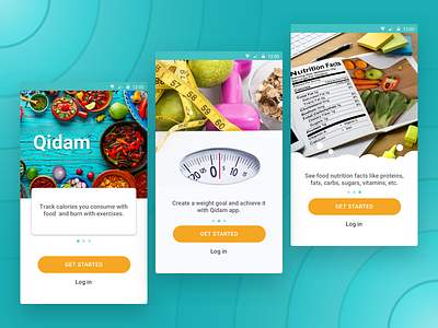 Qidam: Onboarding calories carbs exercises fats food nutrition onboarding proteins water weight