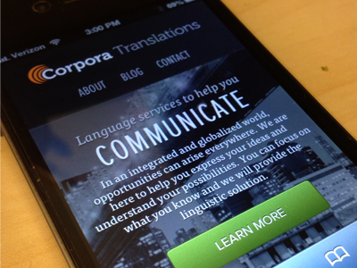 Corpora Translations on iPhone corpora iphone mobile responsive rwd screenshot