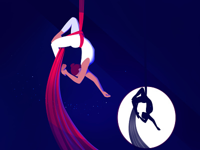 Aerial gymnast art circus design illustration light vector woman