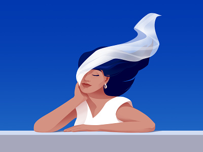 White scarf art design illustration vector woman