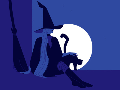 Witch 🧙‍♀️ art cat design halloween illustration moon night vector vectorart witch witchcraft woman