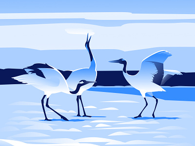 A winter’s tale ❄️ art crane illustration redcrownedcrane snow vector winter