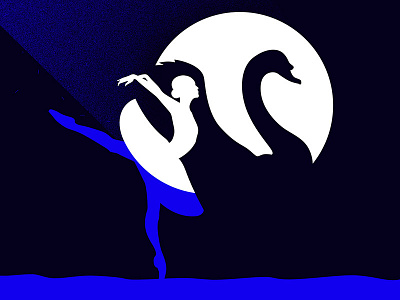 Swan ballerina ballet dance illustration scene searchlight swan