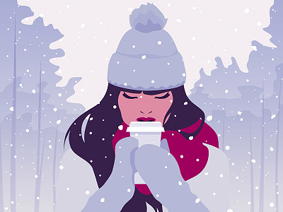 Snowy coffee to go girl scarf snow snowfall snowy winter woman
