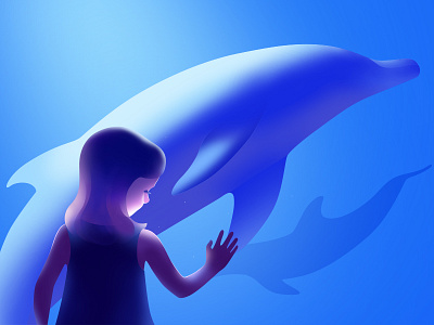 Girl and dolphin