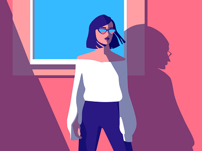 Stillness art design girl illustration light statics sunglasses woman
