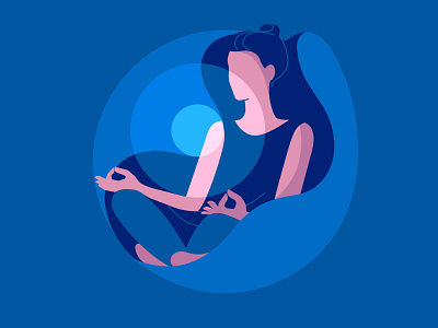 Meditation art design flat girl illustration light vector woman