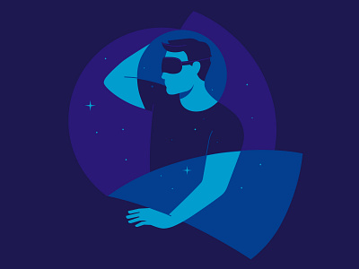 Sleep art design flat illustration man night vector