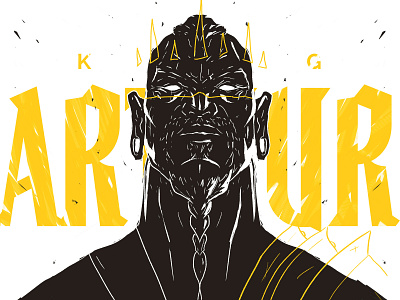 King Arthur — DTIYS Challenge arthur arthurian black and white character character art character design custom typography draw drawing drawthisinyourstyle fantasy illustration king legend photoshop power typography