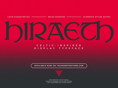 Hiraeth - Display Font - Available Now ancient celtic dark design display fantasy font fonts graphic design historical lettering mabinogion occult pagan type type design typeface typography wales welsh