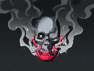 Redemption Vape - Brand Update brand branding dark digital art ejuice fantasy illustration mask menpo ninja oni rebrand redemption samurai shinobi skull vape