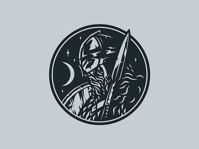 Viking Logo WIP badass beard branding logo mono moon night nordic spear vector viking weapon