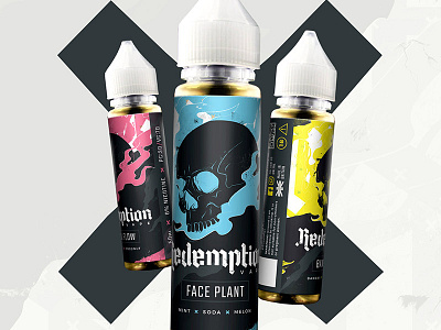 Redemption Vape - E-Juice Bottle Labels bottle branding dark e juice labels packaging redemption smoke texture vape vector