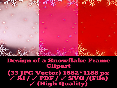 Design of a Snowflake Frame Clipart