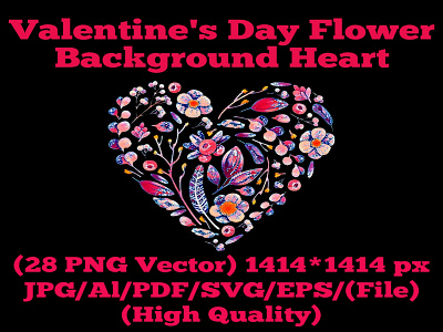 Valentine's Day Flower Background Heart floral valentines wreath valentines
