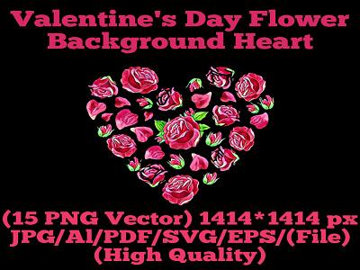 Valentine's Day Flower Background Heart floral valentines wreath valentines
