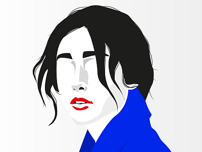 Illustration - Minimal Golshifteh blue draw illustration minimal red woman