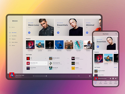 Desktop & Mobile Music Player app application blurred background ciedenwui colorful concept design desktop music player ui ux