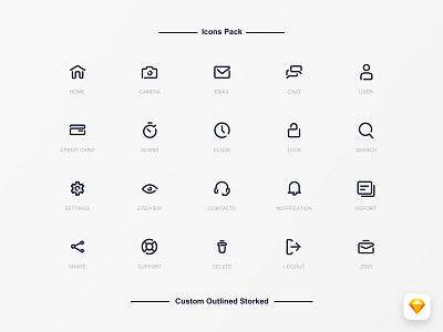 Outline Icons Set - UI Essential delete icon home icon icon pack icon set icons job icon settings icon sketch support icon ui vector