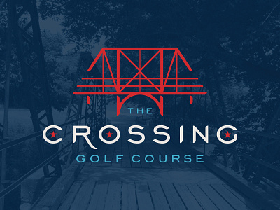 The Crossing Golf Course brand bridge design font golf identity logo star type