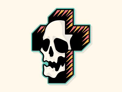 Skull & Cross 3d bright cross dark enamel illustration pin pop skull