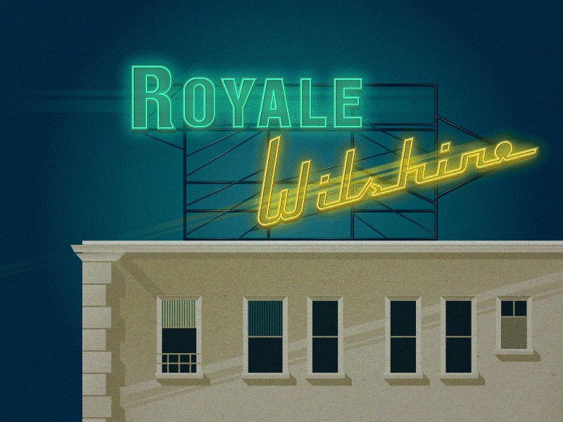 Royale Wilshire Apartments Sign 50s apartment gif hotel illustration light mid century neon night retro series sign