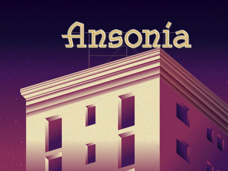 The Ansonia 50s apartment gif hotel illustration light mid century neon night retro series sign
