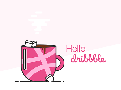Good Morning Dribbble coffee debut first shot hello illustration sketch vector
