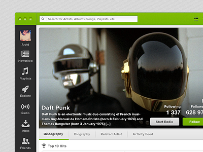 Spotify Redesign app application daft punk icon mac music photoshop playoff redesign spotify ui ux